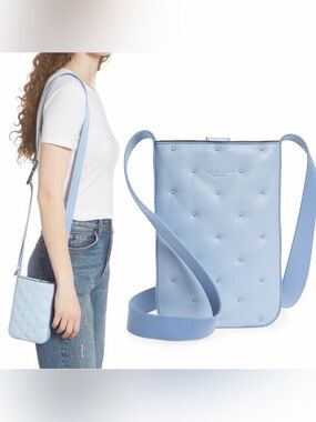 Rag & Bone Riser Light Blue Quilted Leather Crossbody Phone Pouch New